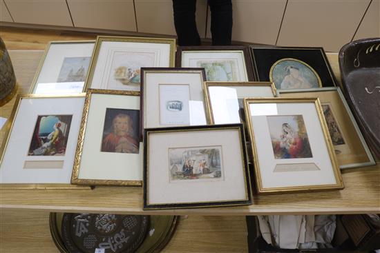 A collection of Baxter prints, etc., largest 17.5 x 14cm